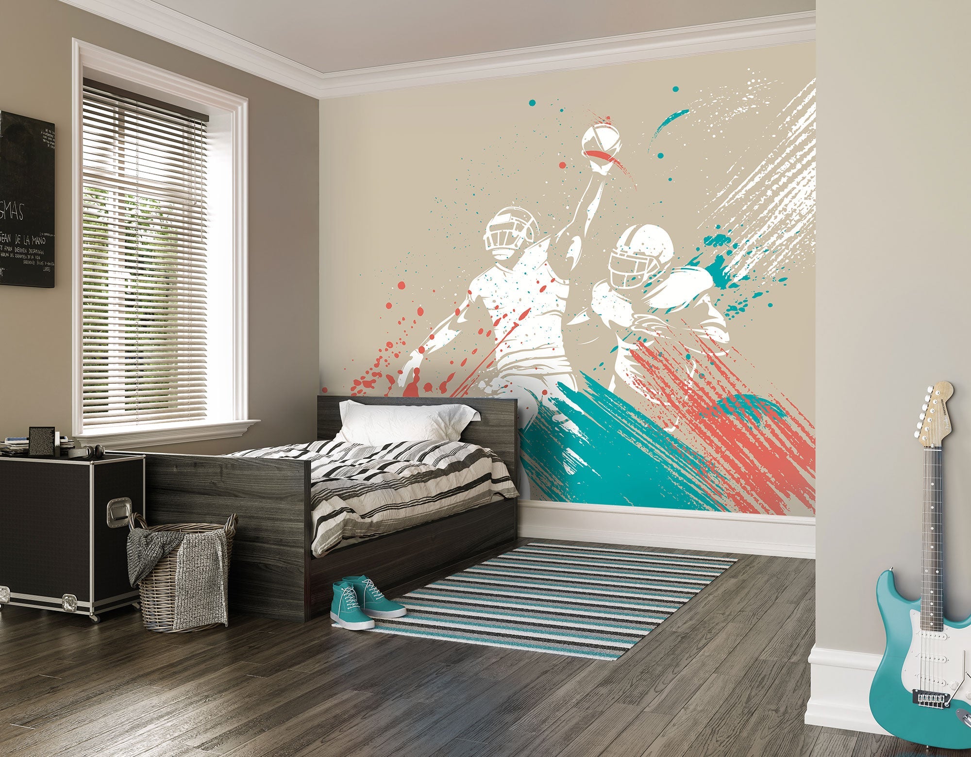 American Footballers Paint Splash Grey Mural (Large) by Origin Murals