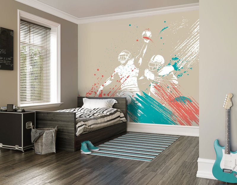 American Footballers Paint Splash Grey Mural (Large) by Origin Murals