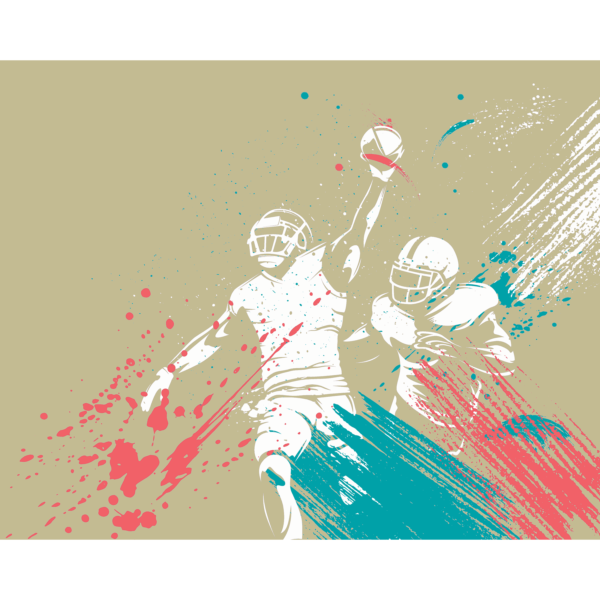 American Footballers Paint Splash Grey Mural (Medium) by Origin Murals