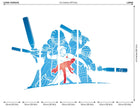Cricket Players Blue Mural (Large) by Origin Murals
