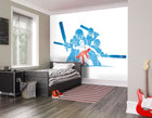Cricket Players Blue Mural (Medium) by Origin Murals