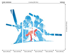Cricket Players Blue Mural (Medium) by Origin Murals