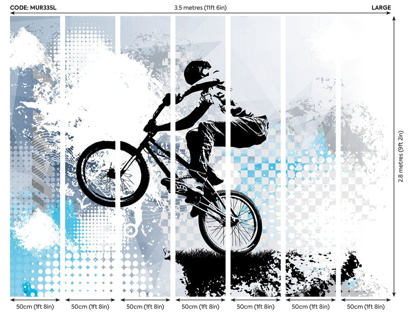 Bmx Biking Blue Mural (Large) by Origin Murals