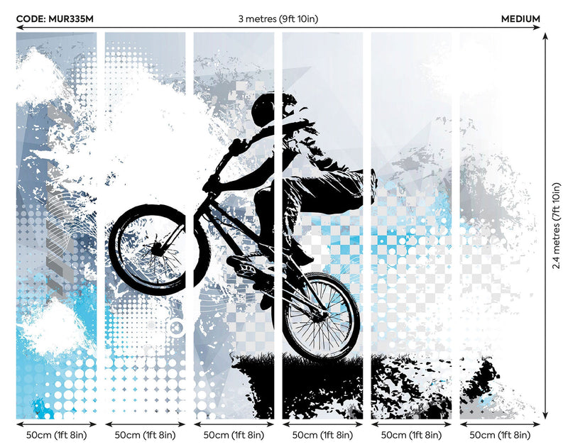 Bmx Biking Blue Mural (Medium) by Origin Murals