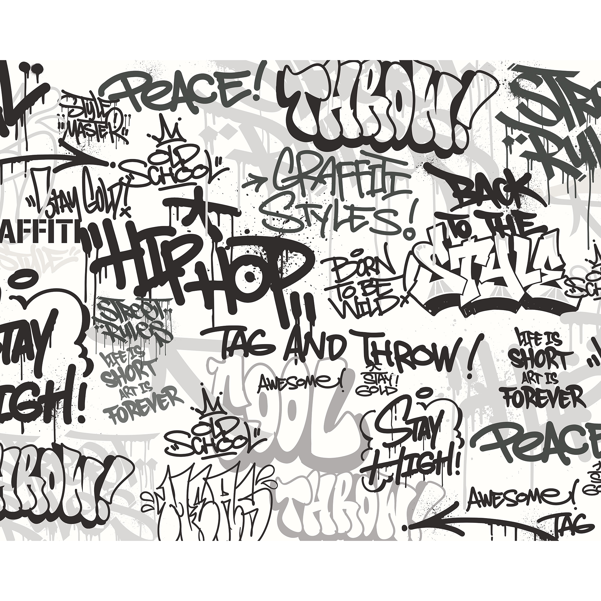 Mono Graffiti Black And White Mural (Large) by Origin Murals
