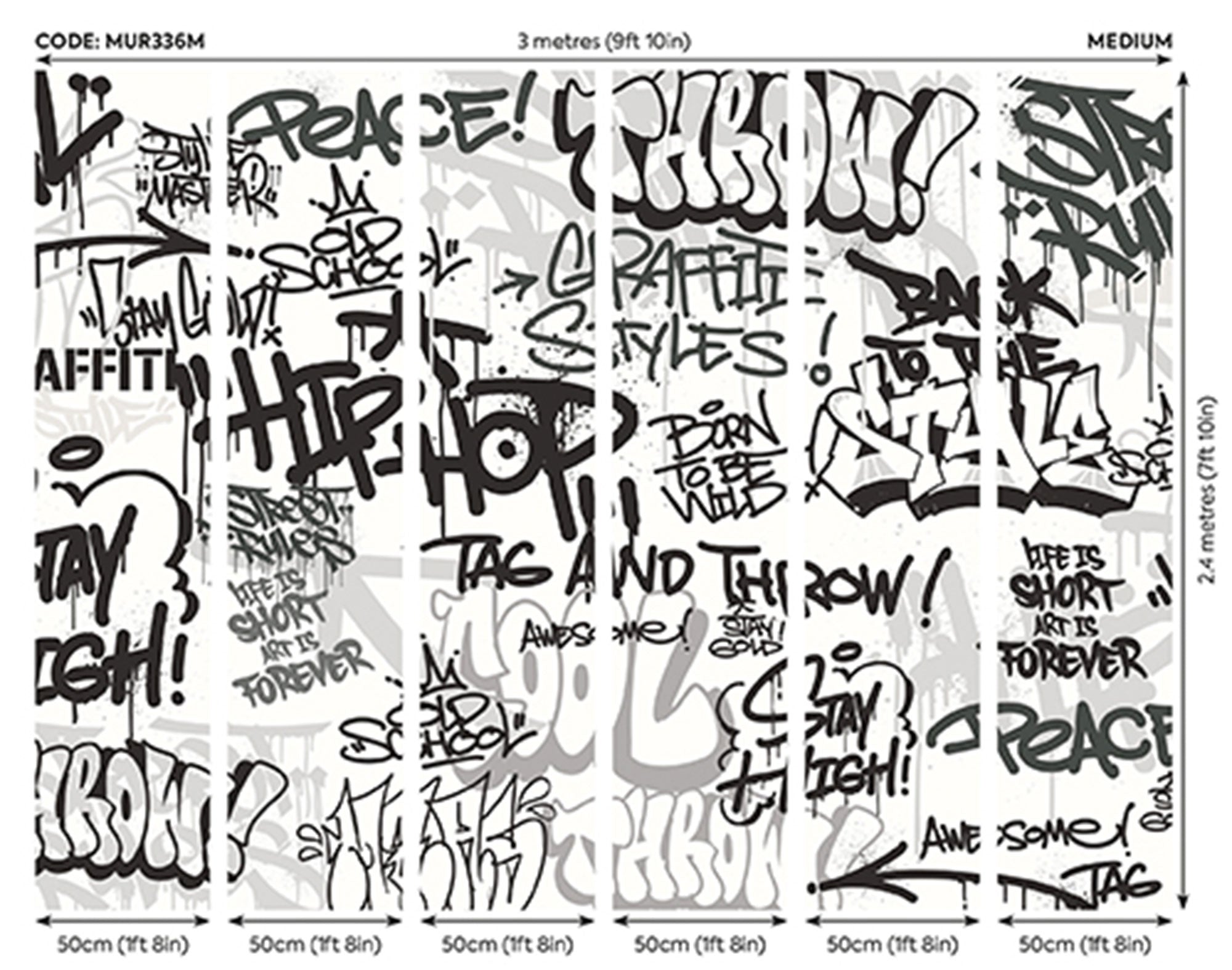 Mono Graffiti Black And White Mural (Medium) by Origin Murals