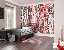 Letterpress Graffiti Red And Black Mural (Large) by Origin Murals
