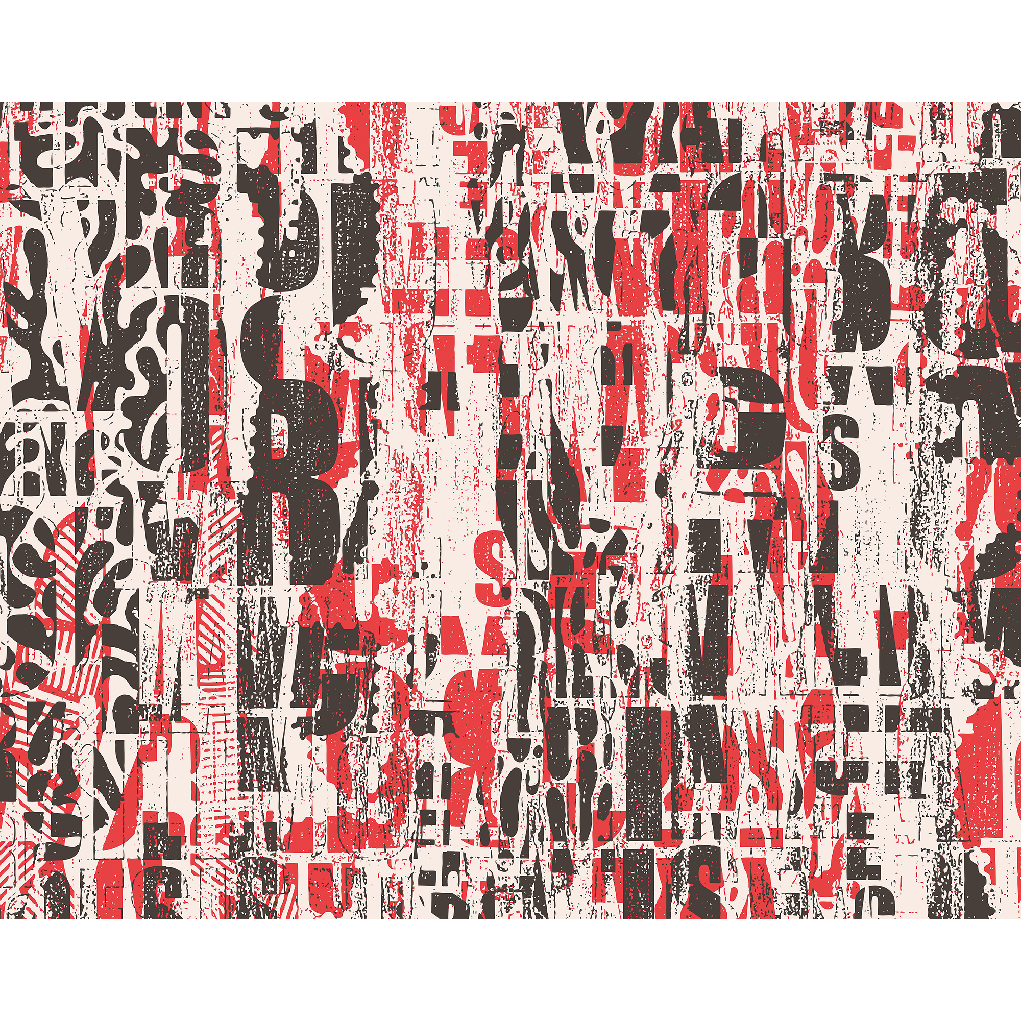 Letterpress Graffiti Red And Black Mural (Medium) by Origin Murals