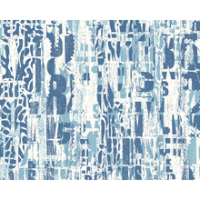 Letterpress Graffiti Denim Blue Mural (Large) by Origin Murals