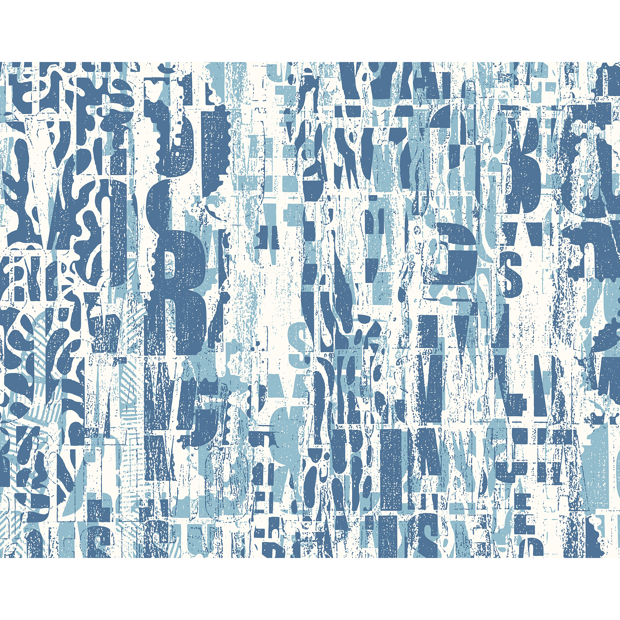 Letterpress Graffiti Denim Blue Mural (Medium) by Origin Murals