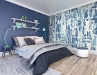 Letterpress Graffiti Denim Blue Mural (Medium) by Origin Murals
