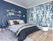 Letterpress Graffiti Denim Blue Mural (Medium) by Origin Murals
