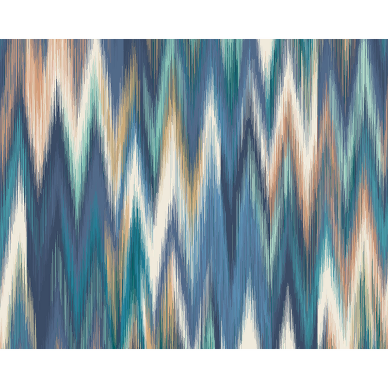 Ikat Zig Zag Indigo Blue Mural (Large) by Origin Murals
