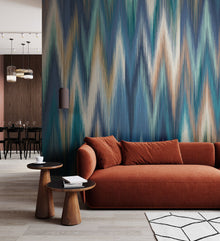 Ikat Zig Zag Indigo Blue Mural (Large) by Origin Murals