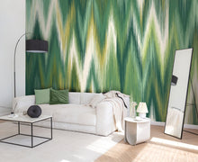 Ikat Zig Zag Forest Green Mural (Large) by Origin Murals