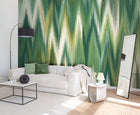 Ikat Zig Zag Forest Green Mural (Medium) by Origin Murals
