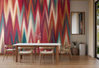 Ikat Zig Zag Raspberry Red Mural (Large) by Origin Murals