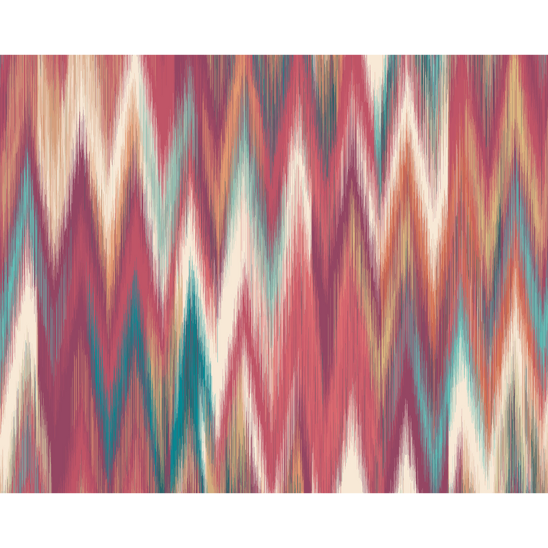 Ikat Zig Zag Raspberry Red Mural (Medium) by Origin Murals