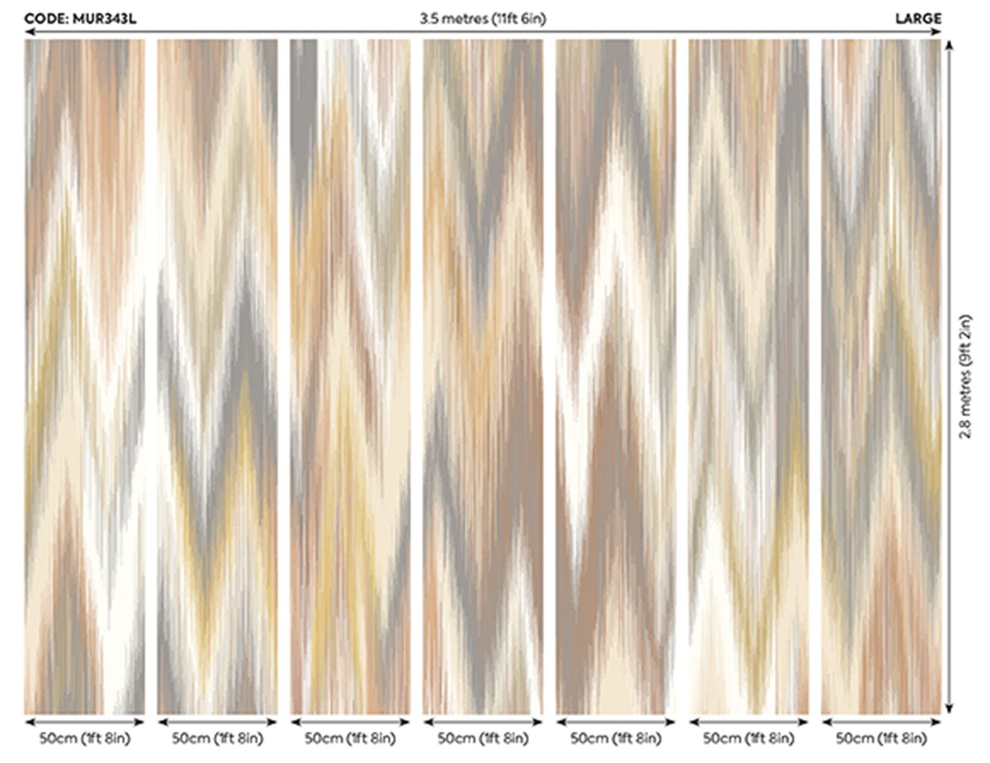 Ikat Zig Zag Natural Linen Mural (Large) by Origin Murals