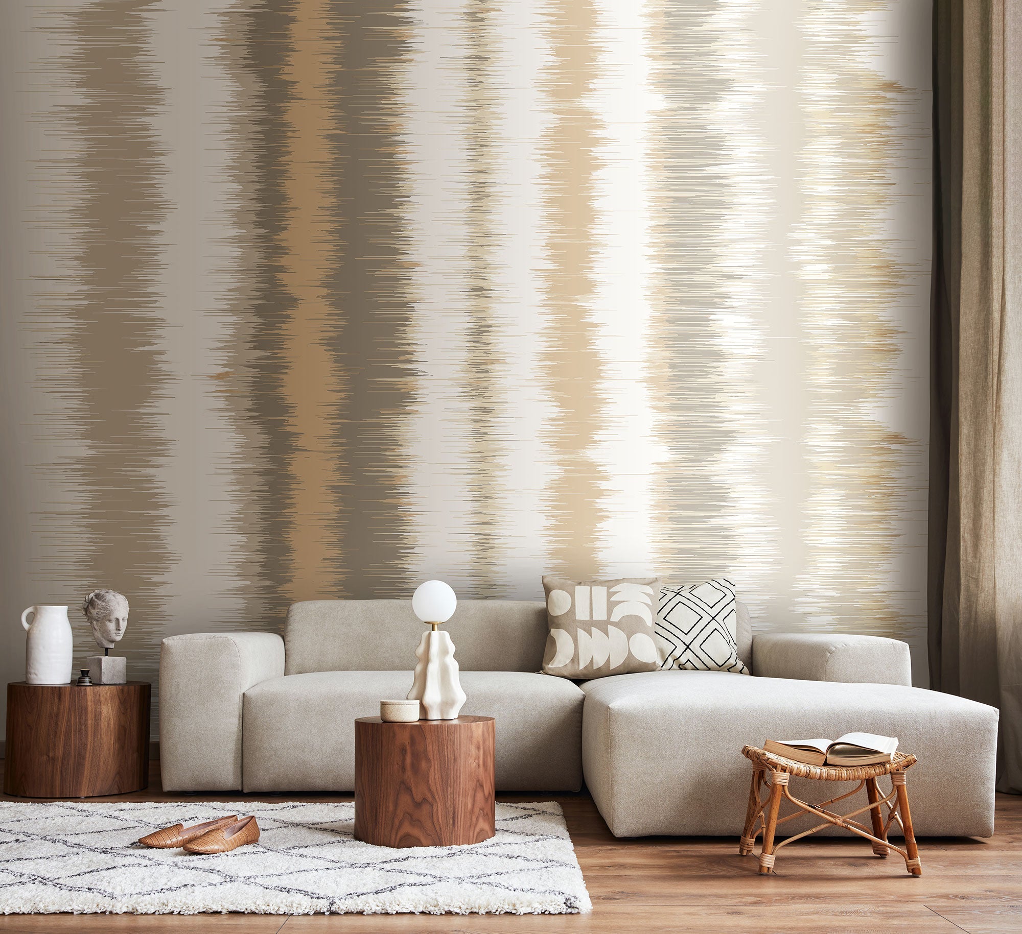 Linear Stripe Stone Grey Mural (Large) by Origin Murals