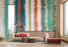 Linear Stripe Teal Blue And Orange Mural (Large) by Origin Murals