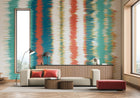 Linear Stripe Teal Blue And Orange Mural (Medium) by Origin Murals