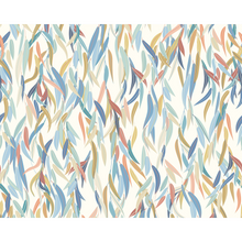 Willow Leaves Denim Blue And Apricot Mural (Large) by Origin Murals