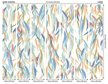 Willow Leaves Denim Blue And Apricot Mural (Large) by Origin Murals