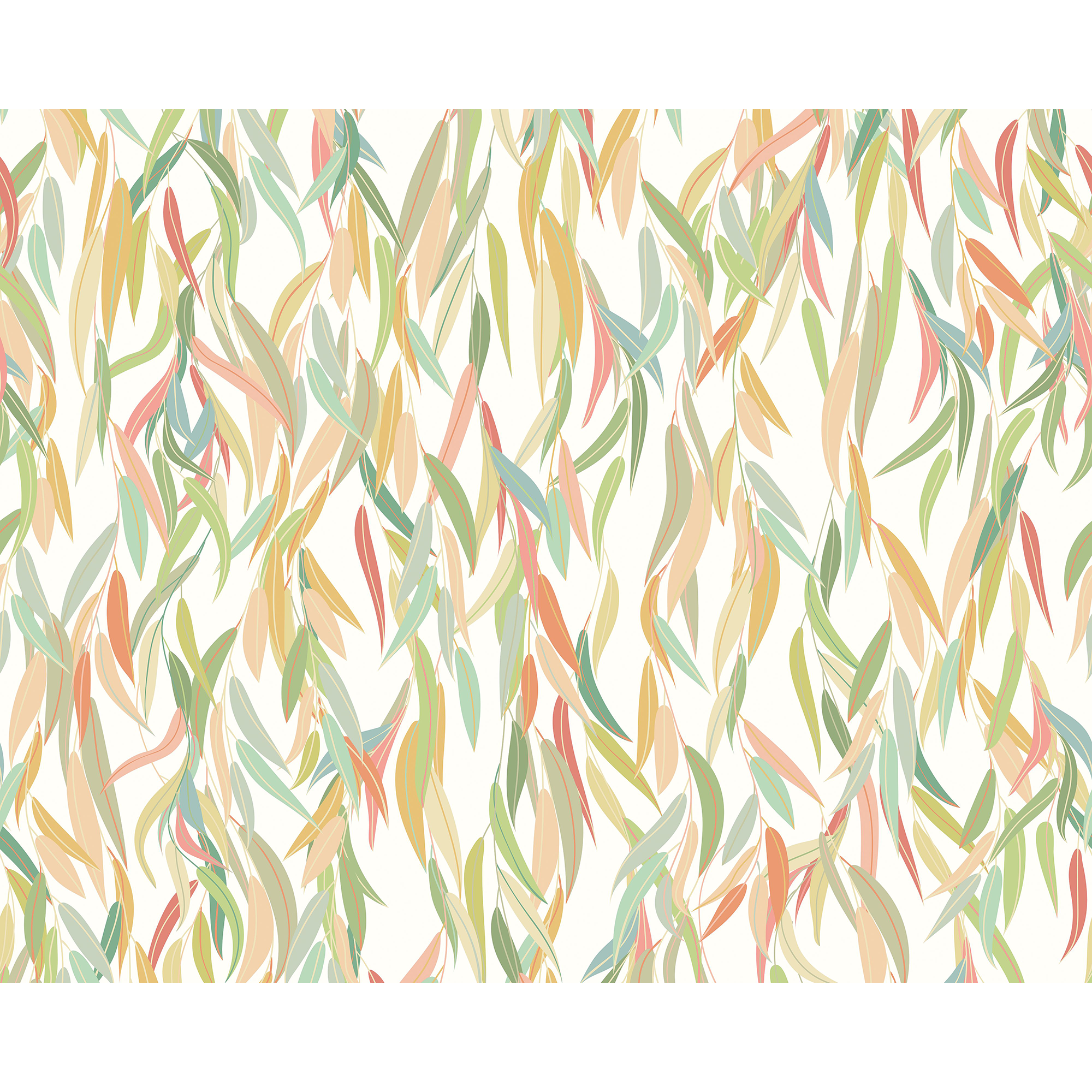 Willow Leaves Apple Green Mural (Medium) by Origin Murals