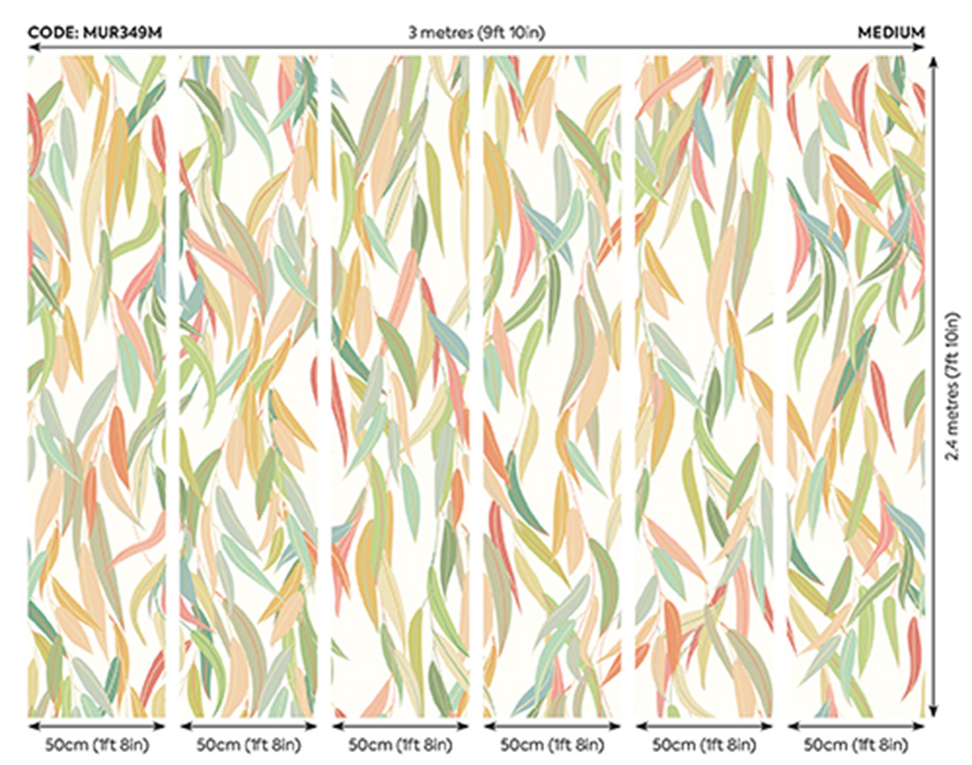 Willow Leaves Apple Green Mural (Medium) by Origin Murals