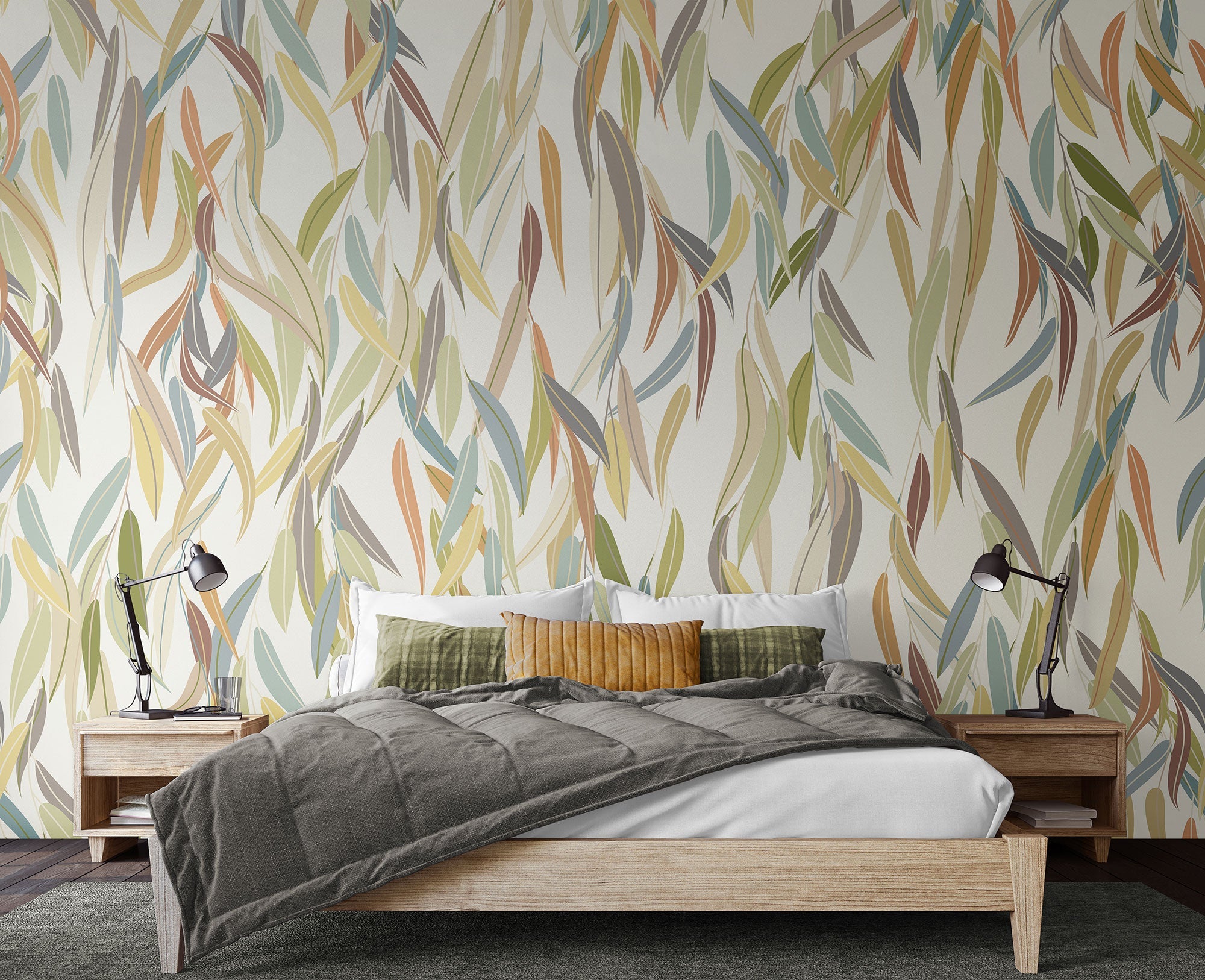 Willow Leaves Natural Stone Mural (Large) by Origin Murals
