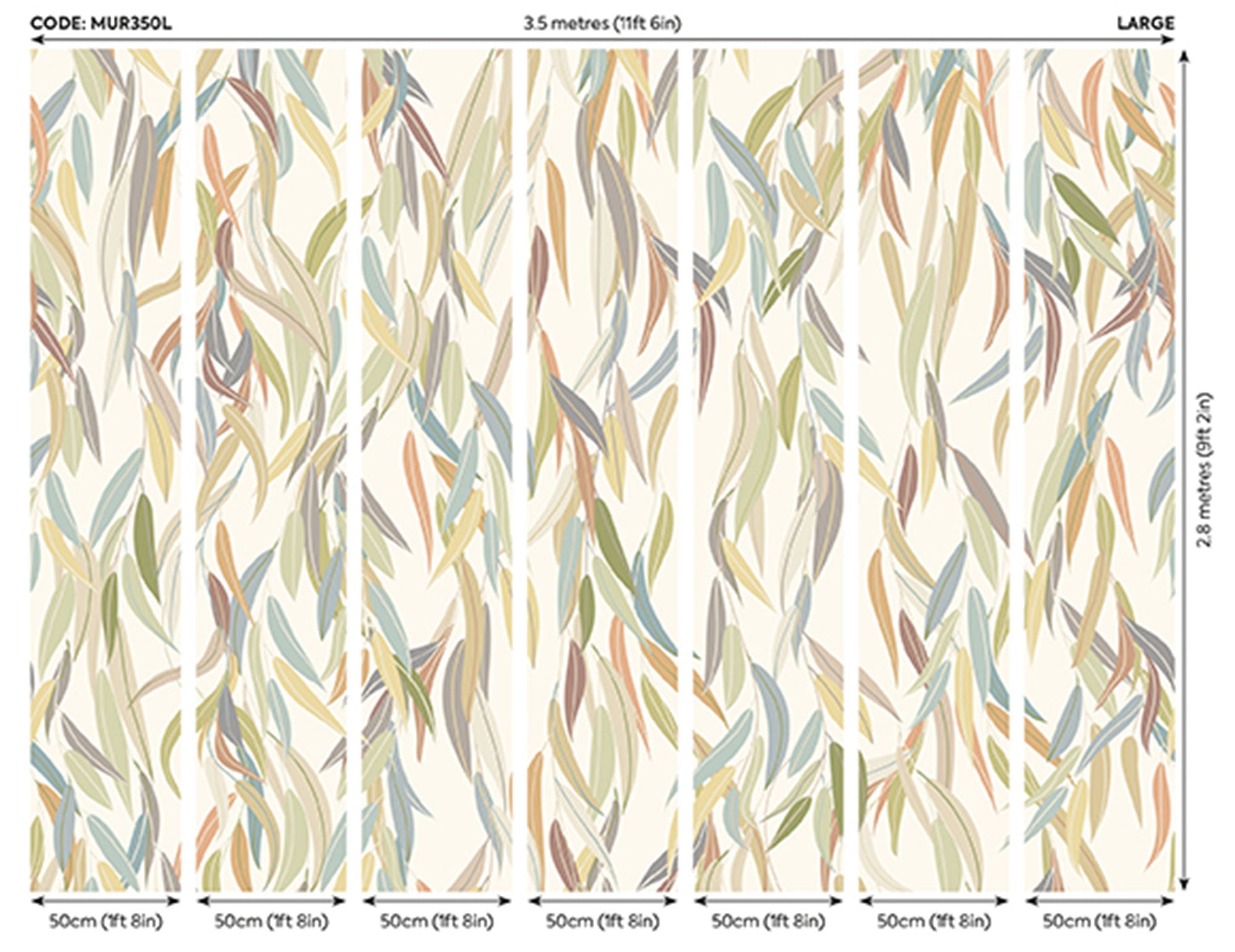 Willow Leaves Natural Stone Mural (Large) by Origin Murals