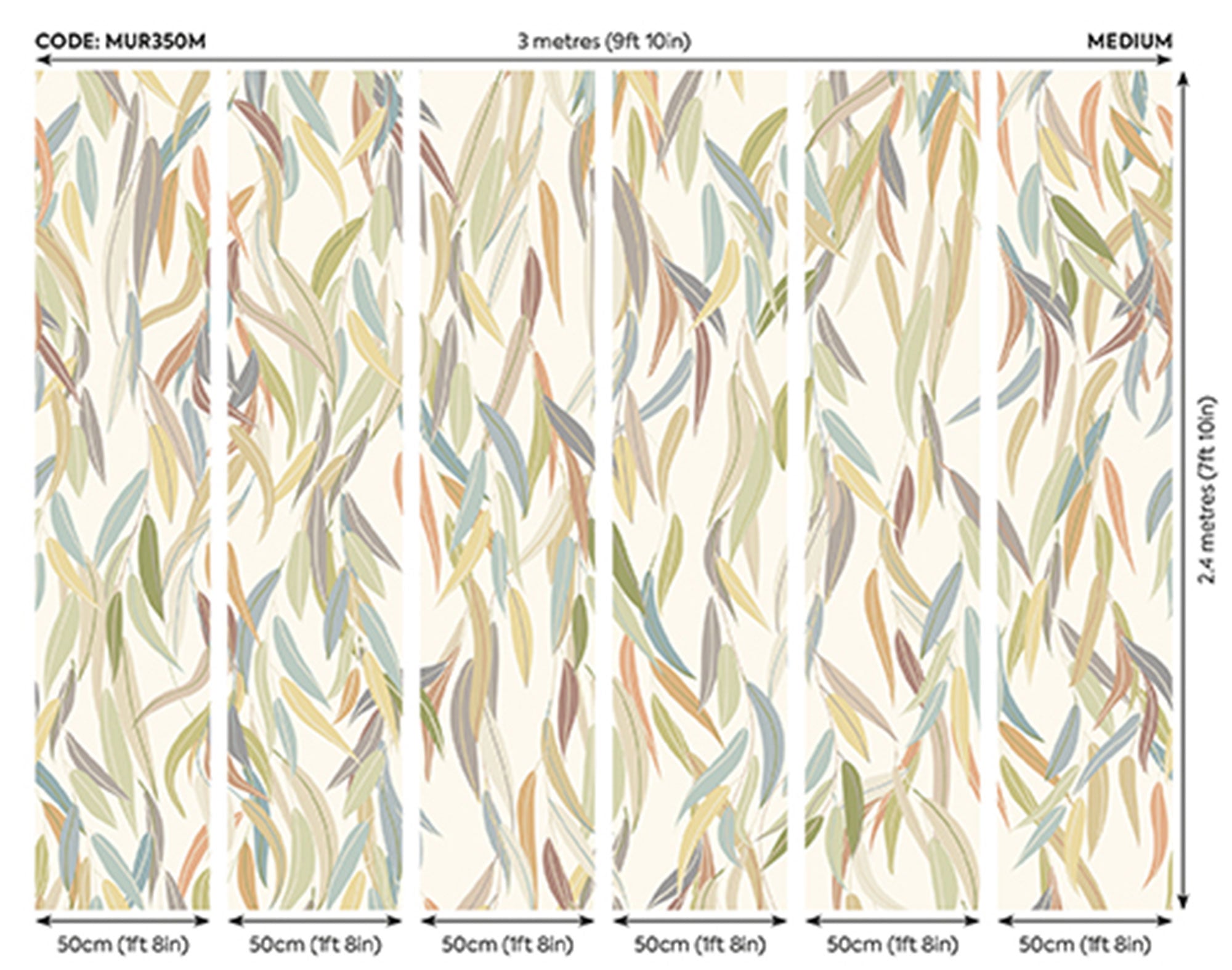 Willow Leaves Natural Stone Mural (Medium) by Origin Murals