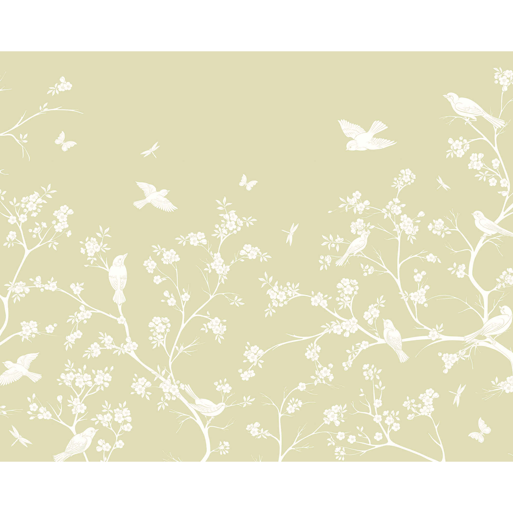 Blossom Trail Soft Green Mural (Medium) by Origin Murals