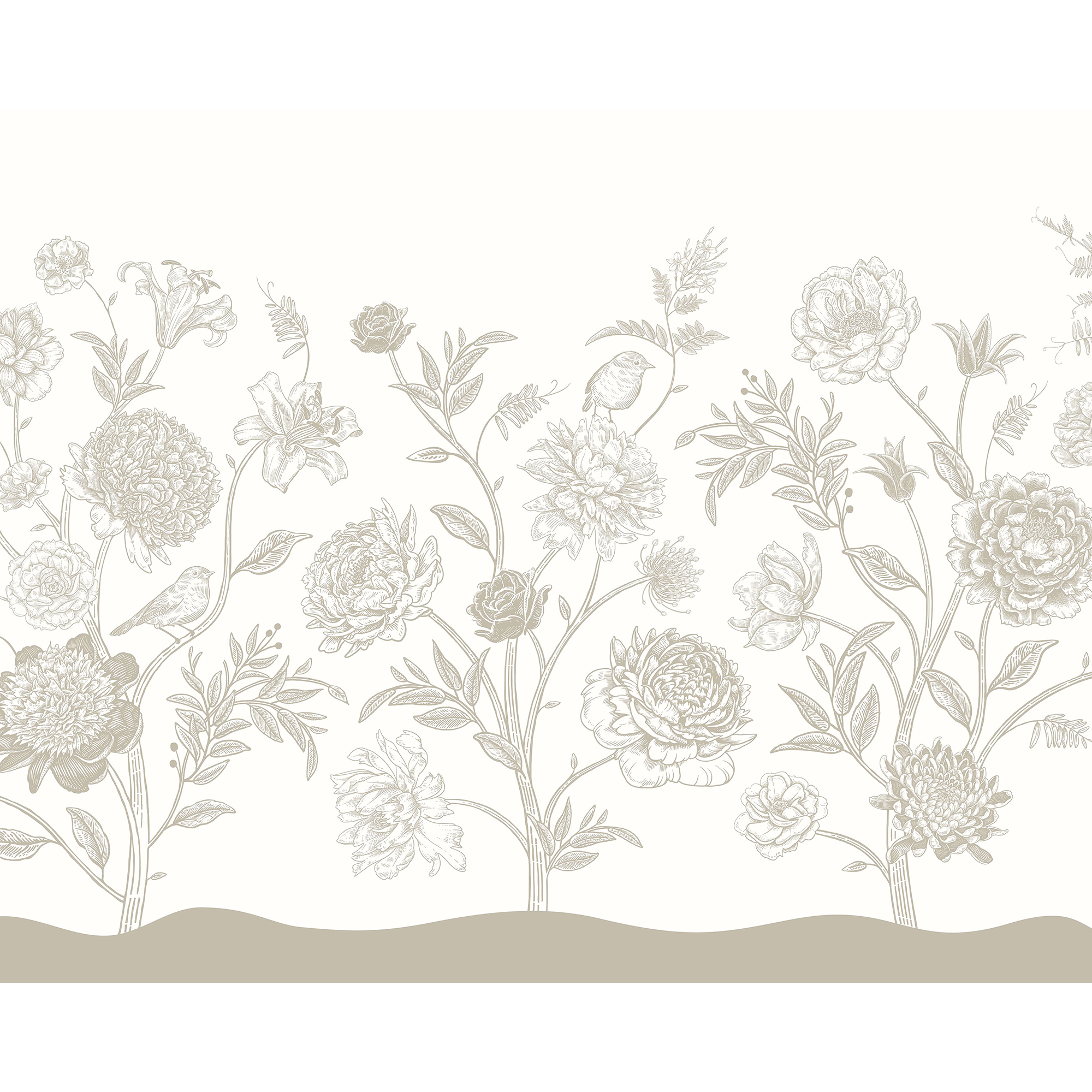 Jacobean Rose Trail Natural Stone Mural (Large) by Origin Murals