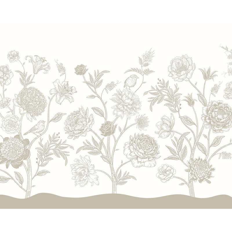 Jacobean Rose Trail Natural Stone Mural (Medium) by Origin Murals