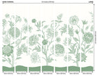 Jacobean Rose Trail Forest Green Mural (Large) by Origin Murals