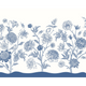Jacobean Rose Trail Navy Blue Mural (Large) by Origin Murals