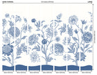 Jacobean Rose Trail Navy Blue Mural (Large) by Origin Murals