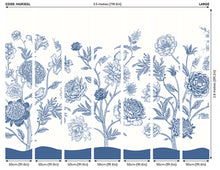 Jacobean Rose Trail Navy Blue Mural (Large) by Origin Murals