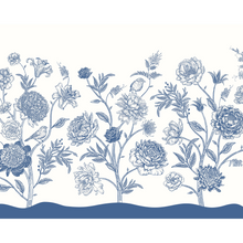 Jacobean Rose Trail Navy Blue Mural (Medium) by Origin Murals