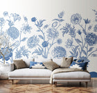 Jacobean Rose Trail Navy Blue Mural (Medium) by Origin Murals