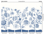 Jacobean Rose Trail Navy Blue Mural (Medium) by Origin Murals