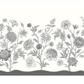 Jacobean Rose Trail Black And White Mural (Large) by Origin Murals