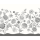 Jacobean Rose Trail Black And White Mural (Large) by Origin Murals