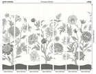 Jacobean Rose Trail Black And White Mural (Large) by Origin Murals