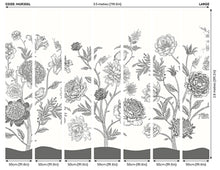 Jacobean Rose Trail Black And White Mural (Large) by Origin Murals