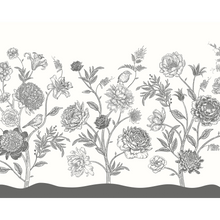 Jacobean Rose Trail Black And White Mural (Medium) by Origin Murals