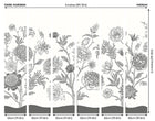 Jacobean Rose Trail Black And White Mural (Medium) by Origin Murals