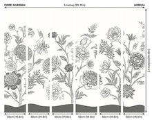 Jacobean Rose Trail Black And White Mural (Medium) by Origin Murals